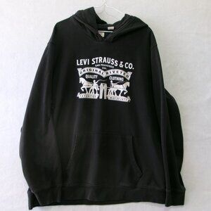 Levi's Classic Logo Black Hoodie Sweatshirt‎ XXL Red Tab